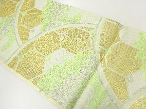 アンティーク　若松に草花模様織出し袋帯（材料）